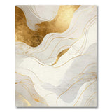 ODIKA Modern Abstract Gold and White Washable Area Rug - Low Pile Non-Slip Living Room Carpet