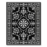 Elegant Black White Ornate Persian Area Rug