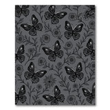 Grey Butterfly Rose Floral Pattern Area Rug