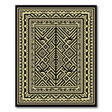 Intricate Black Gold Geometric Tribal Area Rug