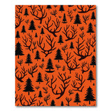 Orange Deer Antler Pine Silhouette Area Rug