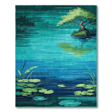 Teal Serenity Tree Island Lily Pad Area Rug