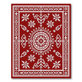 Red Heritage Tribal Area Rug with White Intricate Motifs
