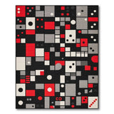 Red Bold Red Black Geometric Abstract Area Rug