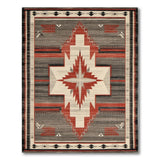 Grey Red Southwestern Tribal Area Rug