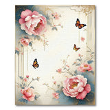Ornate Pink Peony Butterfly Floral Rug