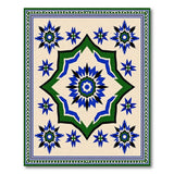 Blue Teal Starburst Geometric Area Rug