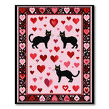 Adorable Black Cats Hearts Pink Area Rug
