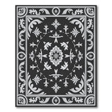 Elegant Black White Persian Motif Area Rug