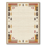 Beige Tan Southwestern Geometric Border Rug