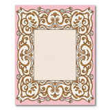 Ornate Pink Gold Floral Border Area Rug