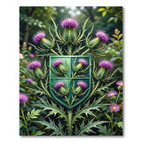 Purple Thistle Shield Heraldic Area Rug