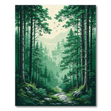 Misty Pine Forest Path Area Rug