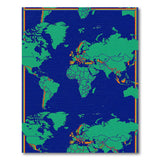 Multicolor World Map Area Rug