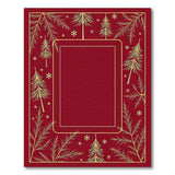 Festive Red Gold Christmas Tree Border Rug