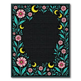 Pink Floral Crescent Moon Border Area Rug
