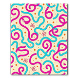 Whimsical Pink Blue Squiggle Area Rug
