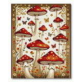 Multi-color and Patterns Whimsical Red Mushroom Meadow Area Rug