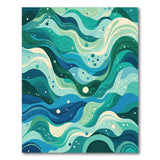 Coastal Beach Blue Teal Wave Area Rug