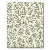 Lush Green Leaves Beige Area Rug