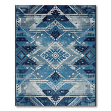 Blue Teal Southwestern Geometric Southwestern Area Rug
