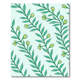 Vibrant Green Leaves Yellow Star Flowers Area Rug