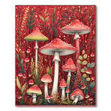 Red Whimsical Red Mushroom Grove Area Rug