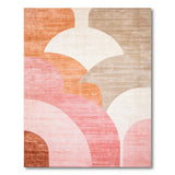 Modern Curved Abstract Area Rug in Pink Orange