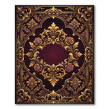 Ornate Gold Filigree Rose Area Rug
