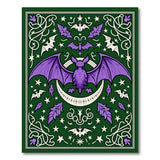 Gothic Purple Bat Crescent Moon Area Rug