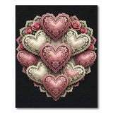 Pink Lace Hearts Roses Area Rug