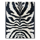 Bold Black White Zebra Stripe Shag Rug