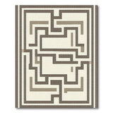 Geometric Maze Labyrinth Rug in Brown Tan