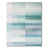 Serene Blue Teal Grid Abstract Area Rug