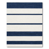 Navy Blue and White Striped Woven Rug