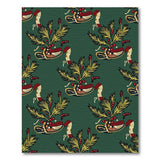 Festive Elf Boot Holly Berry Green Area Rug