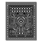 Intricate Black White Geometric Maze Rug