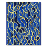 Navy Blue and Gold Abstract Wave Area Rug