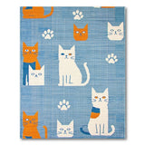 Playful Cartoon Cats Paws Blue Area Rug