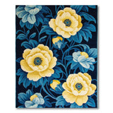 Navy Peony Floral Area Rug