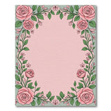 Pink Vintage Pink Rose Floral Border Area Rug