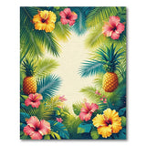 ODIKA Tropical Hibiscus Pineapple Washable Area Rug - Low Pile & Non-Slip