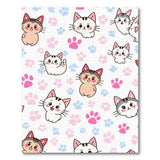 Adorable Kawaii Cats Paw Prints Area Rug