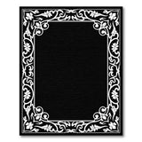 Black and White Ornate Floral Border Black White Area Rug