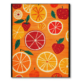 Vibrant Citrus Fruit Pattern Area Rug with Oranges Berries