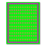 Vibrant Green Diamond Motif Rug with Purple Border
