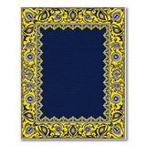 Navy Persian Border Rug with Intricate Gold Frame