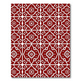 Deep Red Persian Tile Star Pattern Area Rug