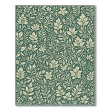 Green Floral Leaf Berry Area Rug