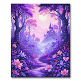 Enchanted Purple Forest Castle Path Rug